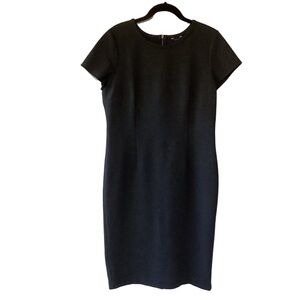 Ann Taylor Midi Sheath Dress Cap Sleeves Sz Medium Charcoal Gray Careerwear GUC
